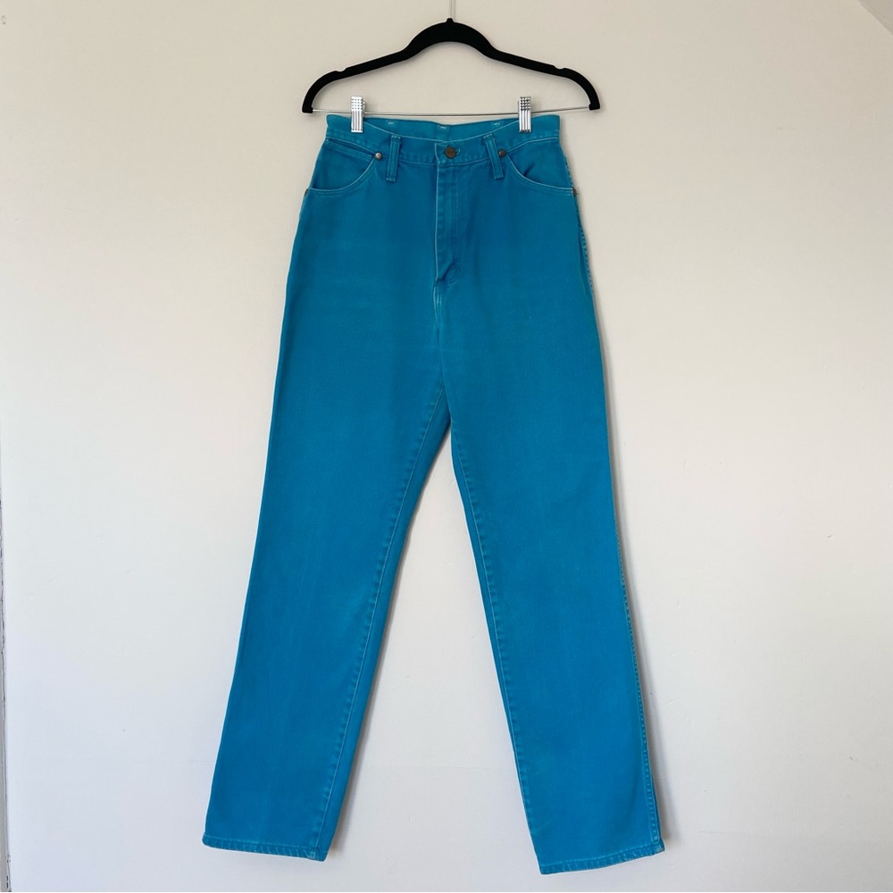 Vintage Wrangler Bright Blue High Waisted Jeans size 27 - Picture 14 of 15